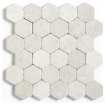 Carrelage mosaque / plaque de mosaque mur et sol en marbre naturel coloris blanc - 33 x 33 cm pegane ...