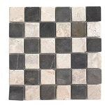 Pegane - carrelage de mosaque / plaque mosaque mur et sol en marbre naturel coloris noir et blanc mat ...