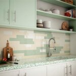 Carrelage mural fa�ence effet artisanal country 20x6. 5cm mist green - brillant / poli - bo�te de 0. ...