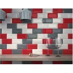 Carrelage mural faence effet carreau metro metro 20x10 cm rouge - brillant / poli - bote de 1 m2