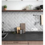 Carrelage mural faence effet carreau metro metro 30x7, 5 cm gris - brillant / poli - bote de 1 m2 - ...