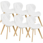 [en. casa] ? lot de 6 chaises de salle � manger blanches 78 x 47 x 52 cm ? rev�tement simili polyur�thane ...
