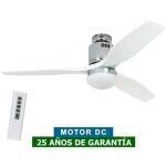 Ventilateur de plafond avec �clairage casafan 93132312 aerodynamix eco 132 gris clair / chrome brillant ...