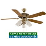 Ventilateur de plafond avec lumi�re casafan 513243 centurion 132 ch�ne antique ou noyer / laiton antique ...
