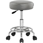 Tabouret � roulettes si�ge rembourr� pivotant 360� hauteur r�glable noir blanc gris