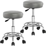 Tabouret  roulettes sige rembourr pivotant 360 hauteur rglable noir blanc set de 2 gris