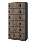 Casier vestiaire karol, 900 x 1850 x 400 mm, eco design : anthracite / noyer
