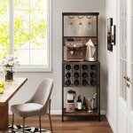 Casier � vin autoportant avec supports � verres supports et 3 crochets pour bouteilles de vin charge ...
