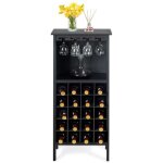 Maisonchic - casier � vin porte - bouteille support de verre � pied capacit� 20 bouteilles en mdf et ...