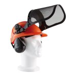 Singer safety - casque forestier singer orange / casque coquille anti bruit / porte visi�re / visi�re ...