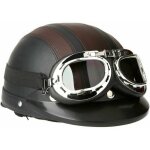 Casque de moto style rtro vintage pour vespa, coupe - vent avec visire uv et lunettes, convient pour ...