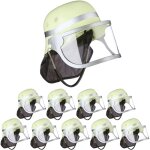 Relaxdays - casque de pompier, lot de 10, r�glable, visi�re rabattable, prot�ge - nuque. h x l x p : ...
