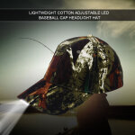 Casquette de baseball l�g�re led r�glable en coton avec lampe frontale (camouflage)