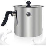 Casserole � lait � induction - 1. 5l en acier inoxydable double paroi avec bec verseur et couvercle en ...