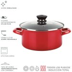Optimax pot + couvercle, rouge, acier aisi 430, 24x13cm fagor 78572
