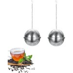 Ccykxa - 2 pices boule  th 5, 5 cm, infuseur th en acier inoxydable avec chane et plateau d'gouttement, ...