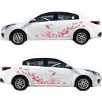 Ccykxa sticker autocollant de voiture fleur rotin carrosserie lat�rale et capot (rouge)