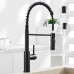 Noir mitigeur de cuisine avec douchette extractible - robinet de cuisine  ressort avec 2 modes de sortie ...