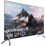 Tv led 75' smart tv a3 series alu30075s, 4k uhd, android tv11, frameless, assistant de voice google et ...