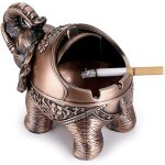 Cendrier �l�phant vintage coupe - vent, couvercle, d�coration r�tro bureau / maison, rouge bronze
