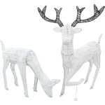 Cerf & biche led blancs d�coration de no�l led blanc froid int�rieur ou ext�rieur grand festif