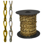 Cha�ne plate d�coup�e, finition chrom�e, �paisseur 0, 35 mm, longueur 25 m, avec anneaux