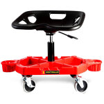 Chaise de garagiste, tabouret kraft muller, pivotant sur roulettes, supports de rangements pour bidons, ...