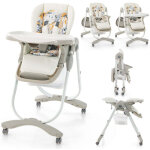 Chaise haute pliante avec roulettes hauteur reglable repose pieds et dossier siege bebe blanc