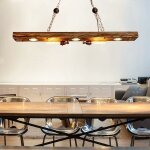 Chandelier industriel vintage � suspension en bois lampe de plafond r�tro � hauteur r�glable lampe de ...