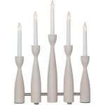 Chandelier 'midja', led, 5 branches, bois, lasur blanc - star trading