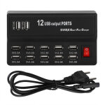 Chargeur rapide 12 ports usb pour t�l�phone mobile - adaptateur secteur 100 - 240v avec prise eu