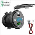 Chargeur rapide usb c voiture 12v / 24v qc 3. 0 64w double prise chargeur usb tanche avec led voltmtre ...