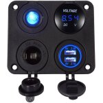 Chargeur usb de voiture 4 en 1 pour touristes, 4, pipeline, voltm�tre, 12v, interrupteur marche - arr�t, ...