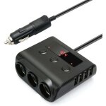 Chargeur de voiture 3 prises multiprise allume cigare 24v / 12v usb chargeur de voiture adaptateur multiple ...