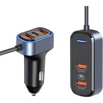 Chargeur de voiture 6 ports usb c, hidou adaptateur allume - cigare 65, 5 w, charge rapide avec cble ...