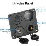 Chargeur de voiture usb 4 en 1, adapt� aux voyageurs, tuyaux, voltm�tres, 12v, interrupteurs, bateaux, ...