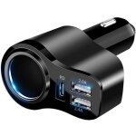 Chargeur de voiture usb c 4 en 1 36 w adaptateur r�partiteur de prise allume - cigare usb avec 3 usb ...