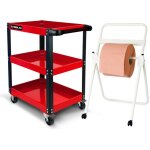 Chariot d'atelier bm tools � 3 �tages - desserte, plateaux de rangement pour outils, servante, avec d�vidoir ...