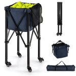 Chariot de balle de tennis pliable avec sac de transport panier � balles de tennis en aluminium contient ...