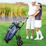 Chariot de golf  2 roues pliable avec emplacements pour 4 tees 4 balls et tableau de score facile  ...