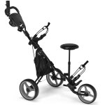 Design in - chariot de golf 3 roues pliable frein poigne rglable gris cw76172