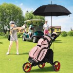 Chariot de golf pliable 3 roues sangle �lastique porte - parasol r�glable porte - gobelet aluminium rouge ...