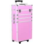 Maison chic - chariot de maquillage valise de maquillage aluminium rose 15644