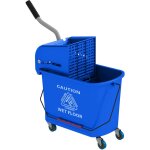 Chariot de nettoyage lavage seau de mnage 20 l avec essoreur et sparateur eau sale propre bleu