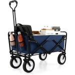 Chariot de plage pliable, chariot � roulettes 82 l, tissu oxford r�sistant, 4 roues taille compacte, ...