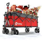 Chariot de plage pliable xxxl avec freins, capacit� de 300 l et 200 kg, �quip� de grandes roues tout ...
