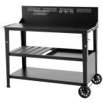 Chariot plancha cookingbox 100�50 cm noir mat avec poign�es et roues arri�re