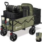 Chariot pliable avec hayon arri�re ? acc�s facile pour chien ? charge 150 kg ? vert olive - sekey