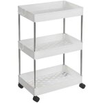 Chariot de rangement sur roulettes tagre mobile 3 niveaux gain de place pour salle de bain cuisine ...