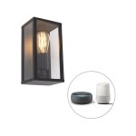 Charlois - led applique murale - 1 lumi�re - l 14 cm - noir - rustique - �clairage ext�rieur - qazqa